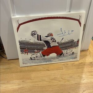 COLLECTABLE Henrik Lundqvist Signed Framed Canvas Yankee Stadium Net Cam Steiner